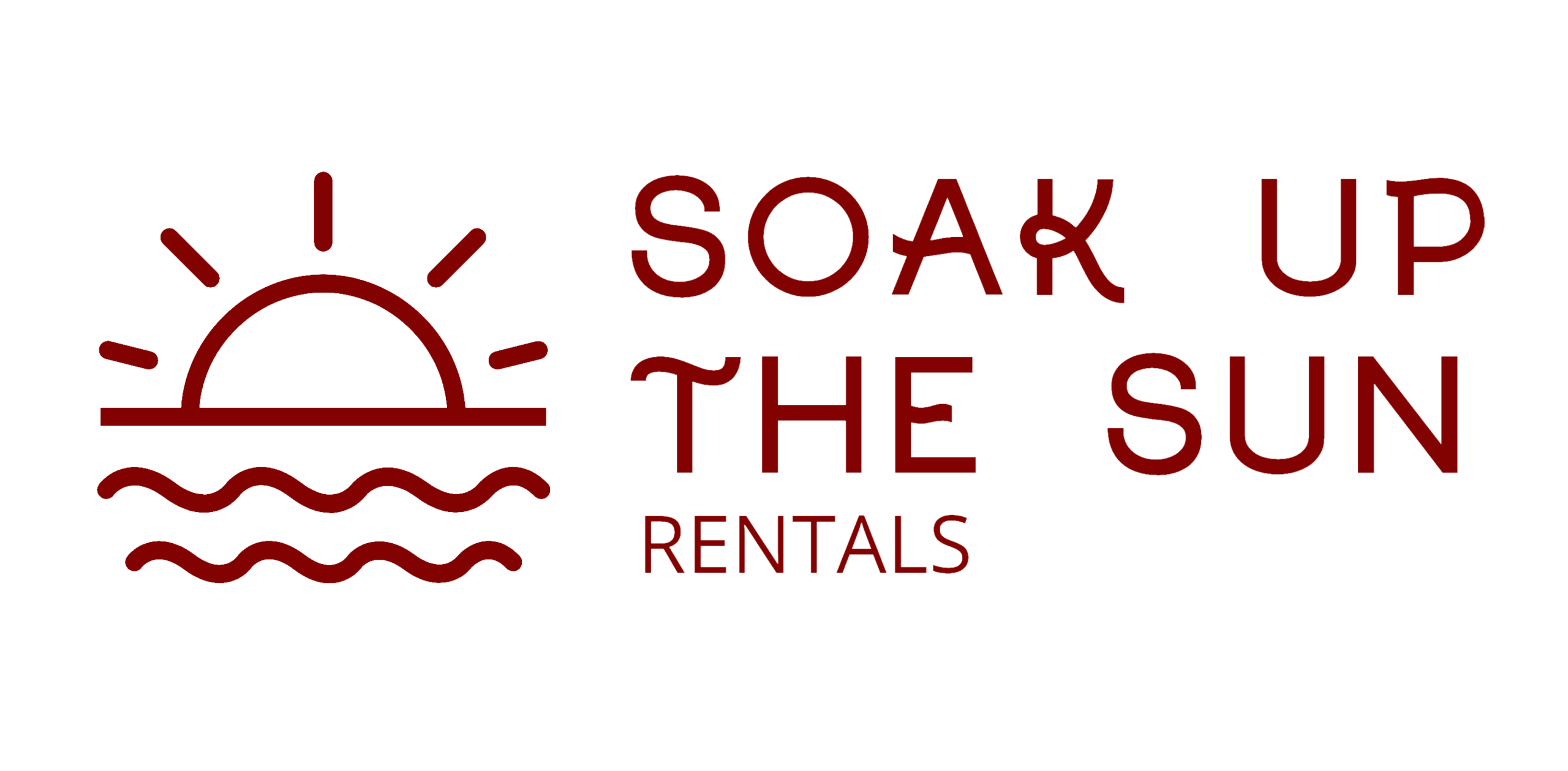 Logo of a sun over waves, text reads 'Soak Up The Sun Rentals'.